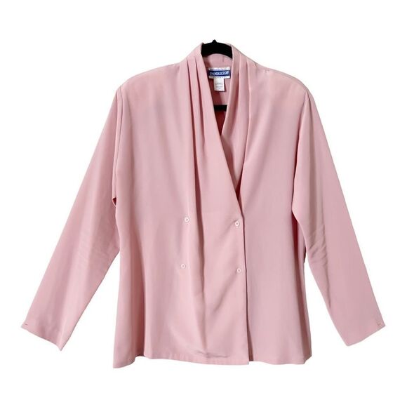 Pendleton Long Sleeve Pink Double Breasted Blouse Size 12 - Picture 1 of 6
